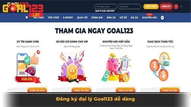 Đăng ký đại lý Goal123 dễ dàng