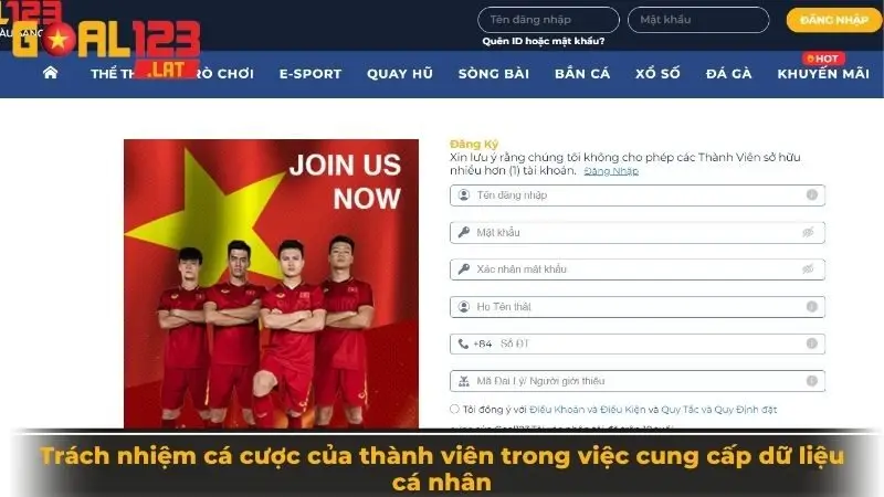 Trách nhiệm cá cược của thành viên trong việc cung cấp dữ liệu cá nhân